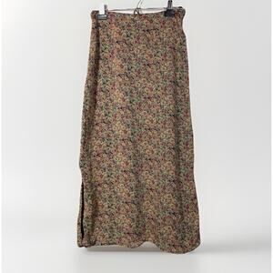 Harold’s Long Chiffon Skirt Floral Yellow Pink Vintage Maxi Small Cottagecore